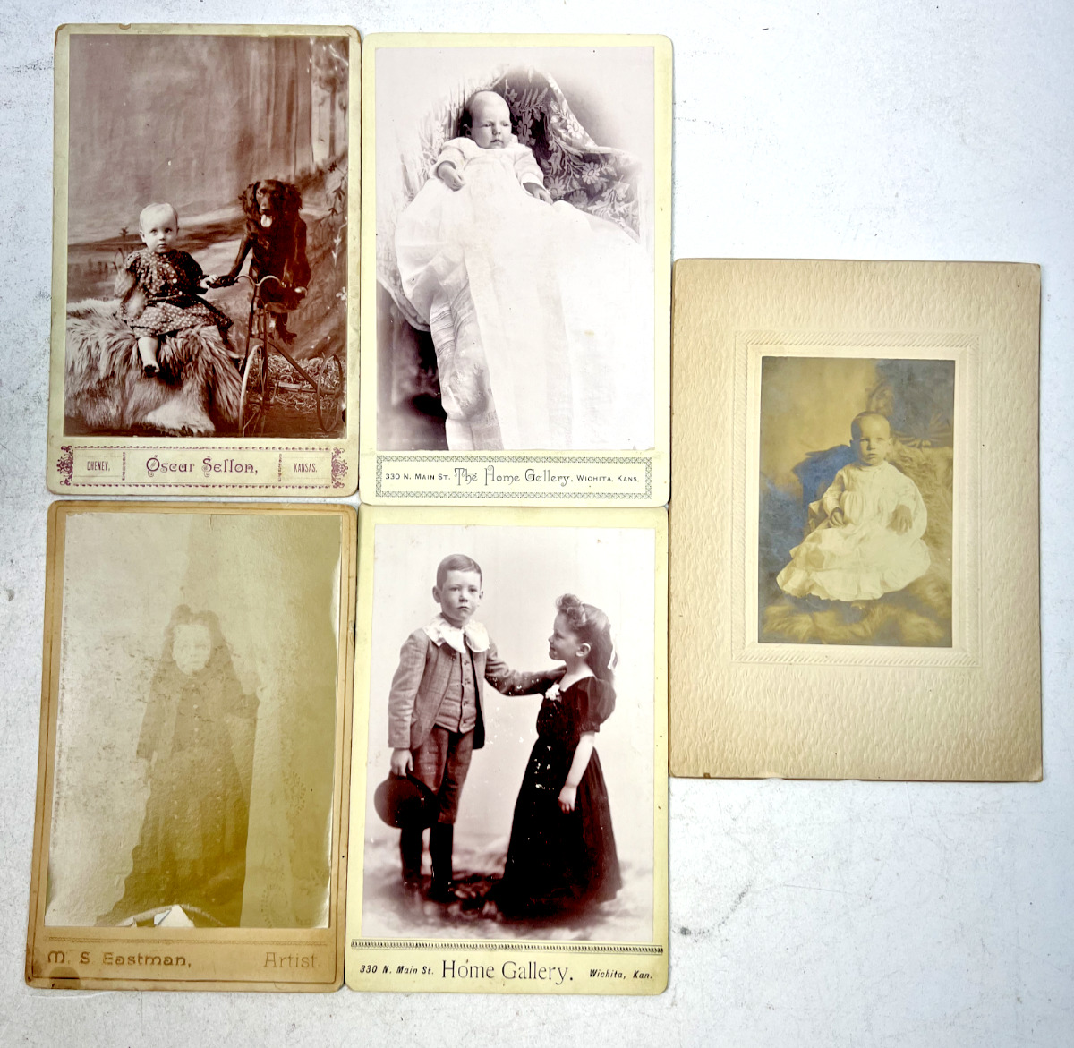 Antique Late 1800s to Early 1900s Children & Infant Cabinet Cards - Lot of 5