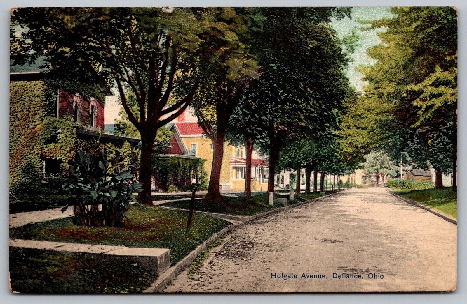 Holgate Avenue Defiance Ohio OH Street View Cancel 1912 Antique WOB PM Postcard