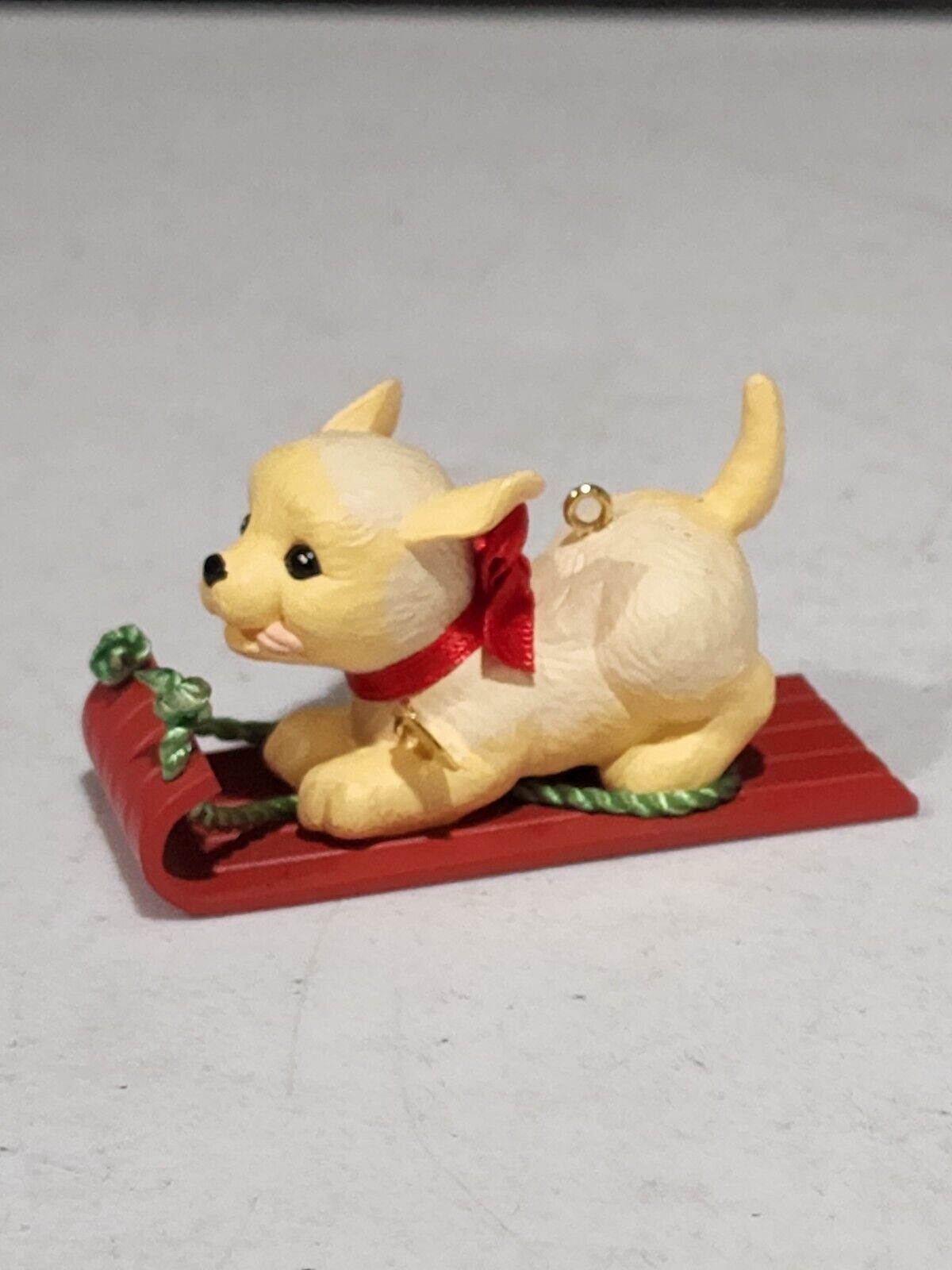 1993 Hallmark Puppy Love Dog on Sled Christmas Ornament NO BOX