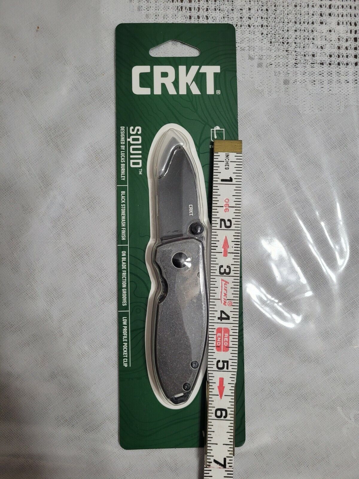 CRKT - Squid KNIFE  /Stone-wash Finish / frame lock low profile clip .. /