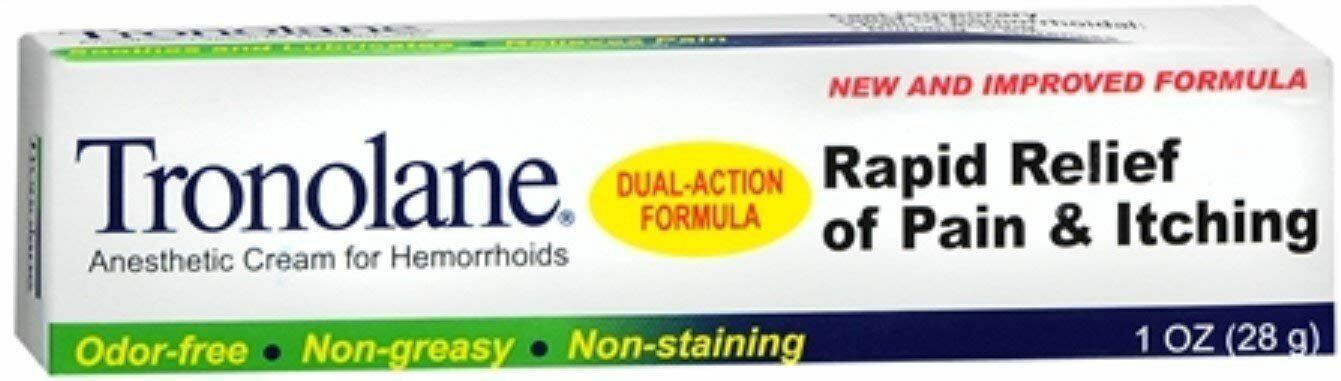Tronolane Hemorrhoid Anesthetic Cream Pain & Itching Rapid Relief 1oz Pack of 2