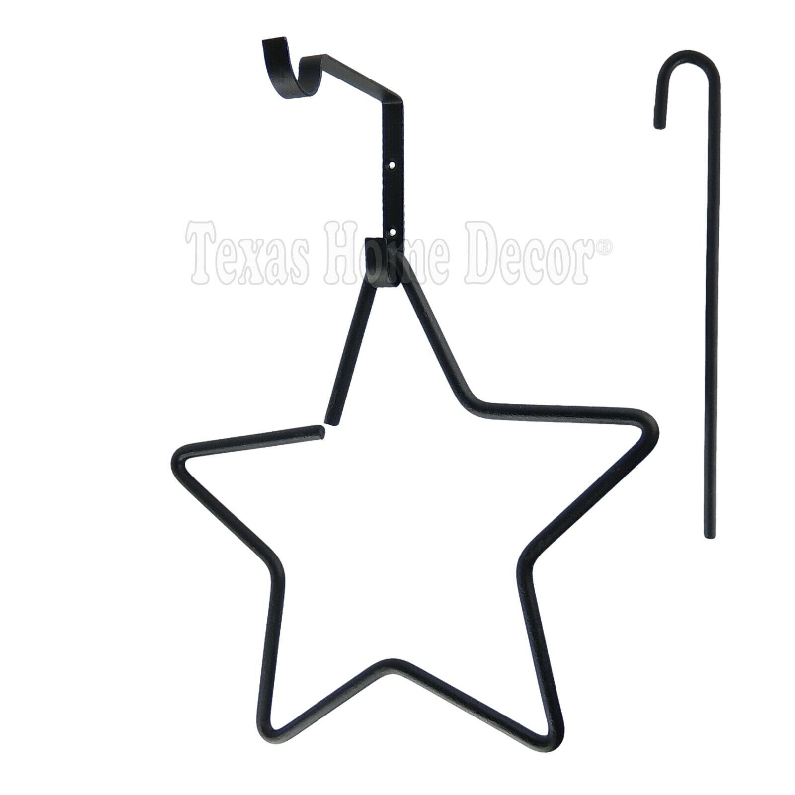 Star Dinner Bell with Clanger Wrought Iron Bracket Mount Country Western Black 