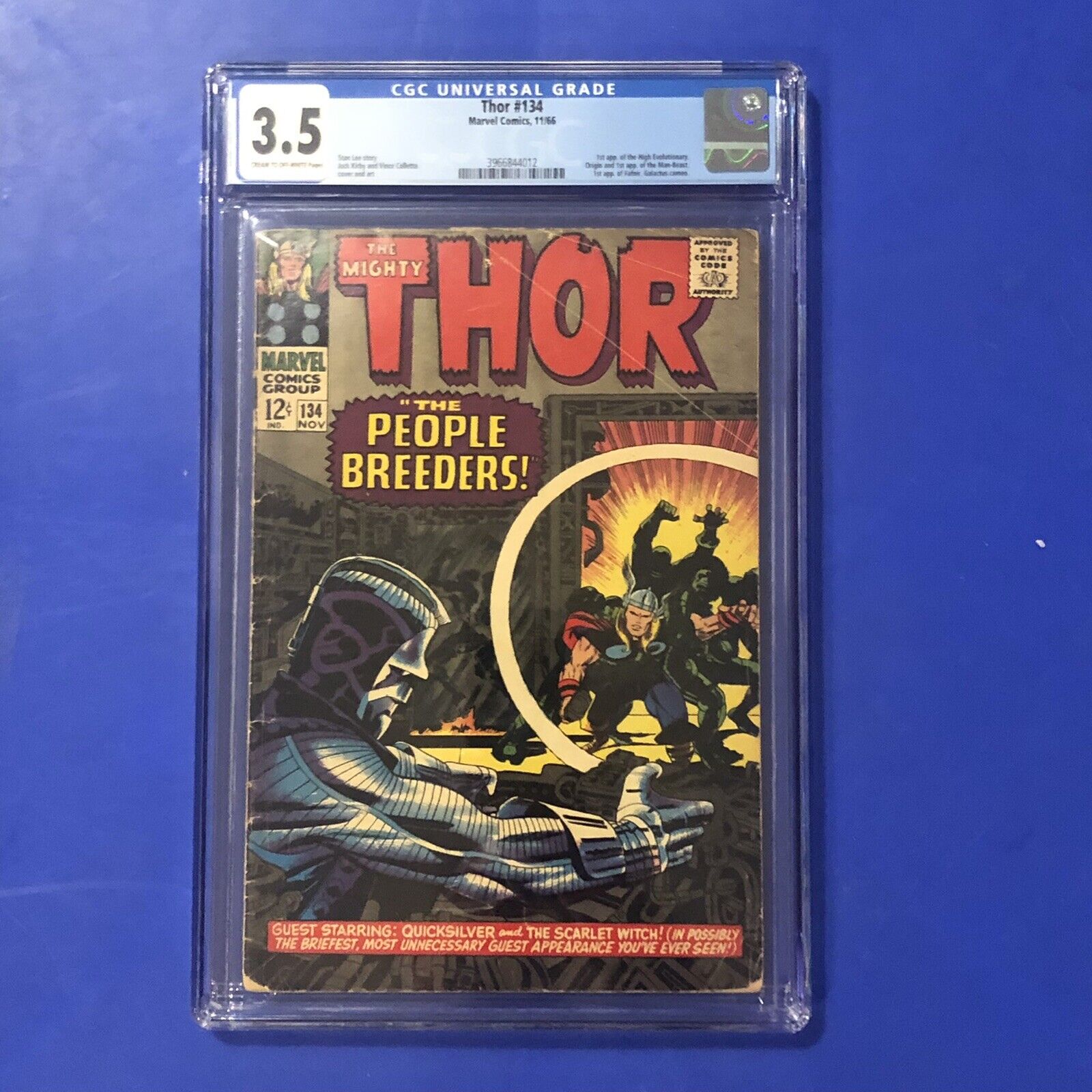 Thor 134 CGC 3.5 1st Appearance HIGH EVOLUTIONARY Stan Lee Jack Kirby Comic 1966