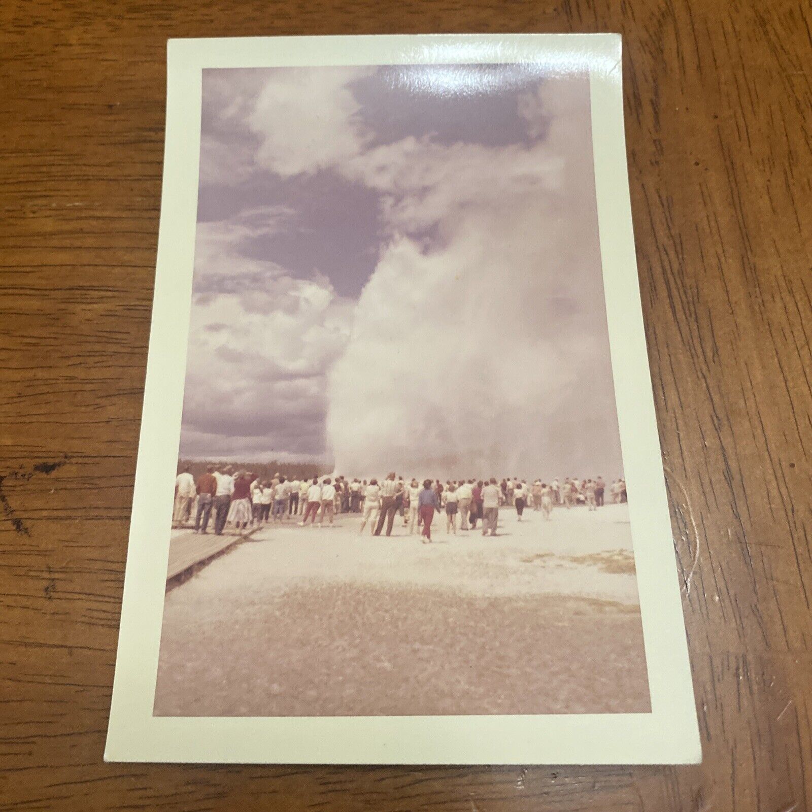 VTG Real Glossy Color Kodak Photo of Old Faithful Yellowstone Taken April 1959