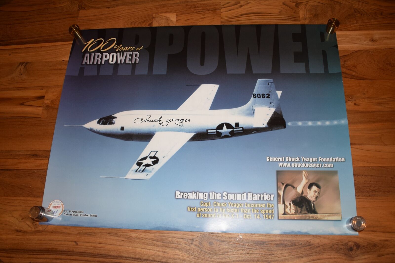 *TC*  BREAKING THE SOUND BARRIER- 100 YEARS POSTER SIGNED CHUCK YEAGER  (SPR9)