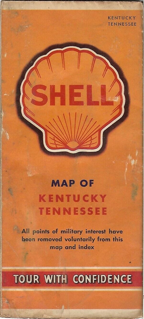 1942 SHELL OIL Wartime Message Road Map KENTUCKY TENNESSEE Great Smoky Mountains