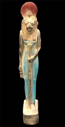 Ancient EGYPTIAN STATUE SEKHMET ANTIQUES CAT FACE EGYPT  HANDMADE STONE  LARGE