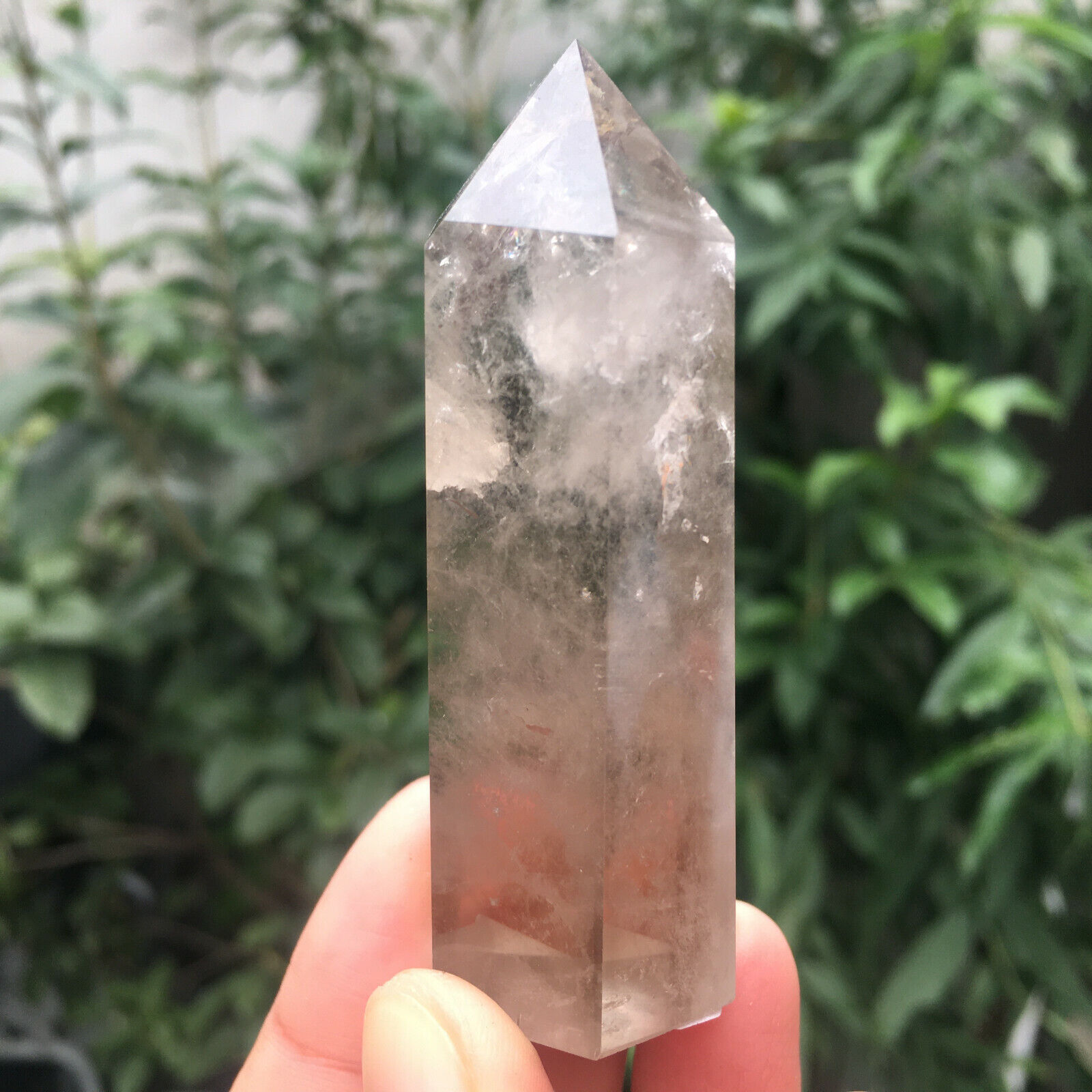 Natural Tea-coloured crystal pyramid Quartz Crystal obelisk wand reiki Healing