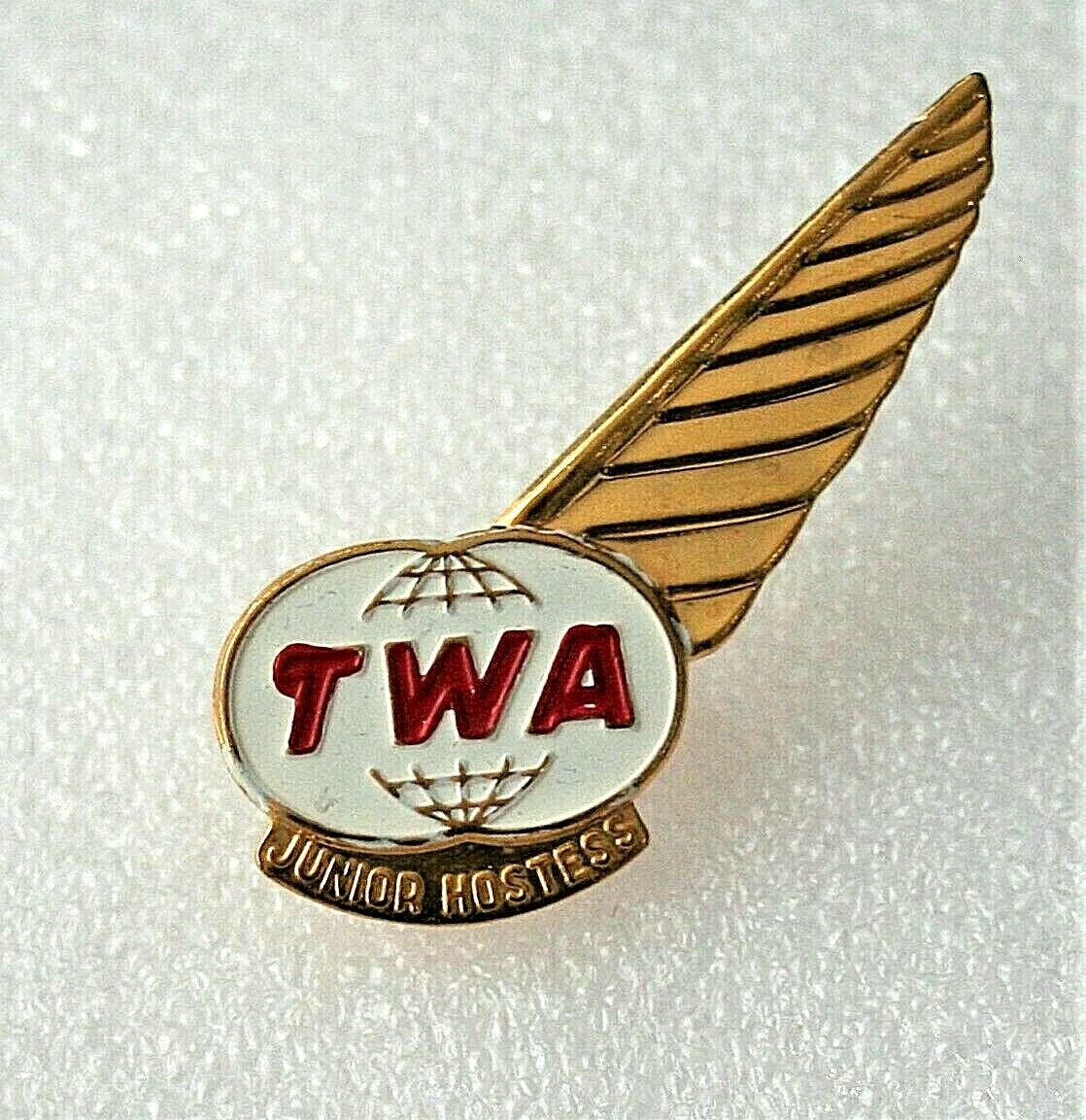 Brass 1960-70s TWA Trans World Airlines Junior Hostess Kids Wings Pin NOS New