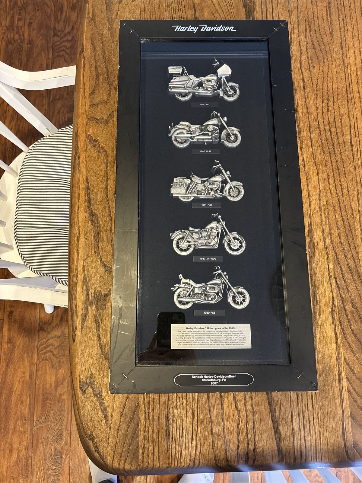 2007 Harley Davidson Motorcycles of the 1980s Pewter Shadowbox Display Set
