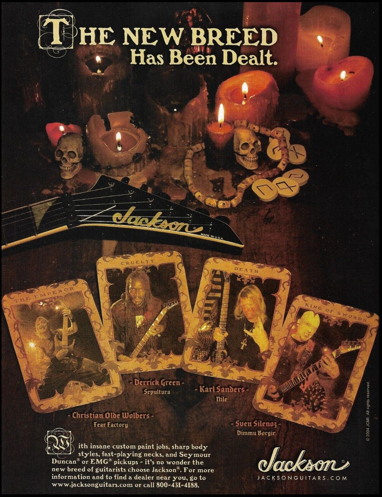 2004 Jackson Guitar Ad with Fear Factory Sepultura Nile band Dimmu Borgir