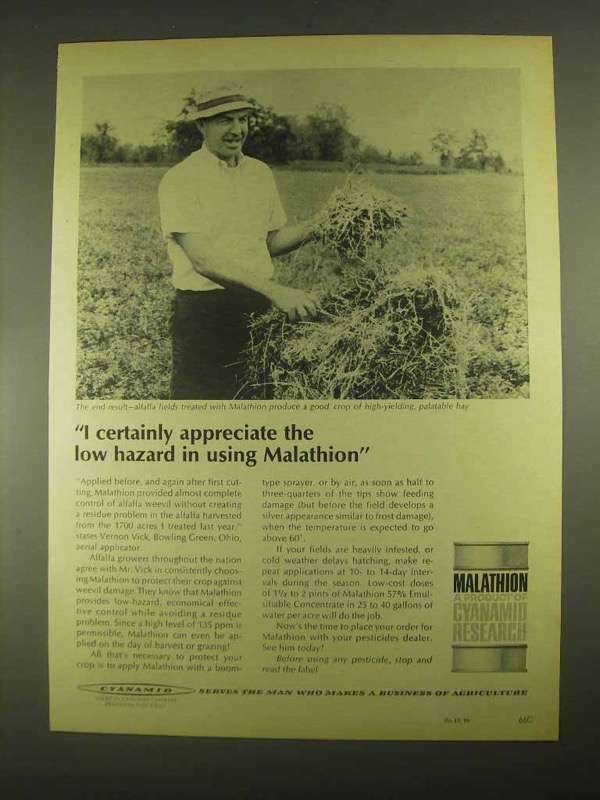 1967 Cyanamid Malathion Pesticide Ad - I Appreciate