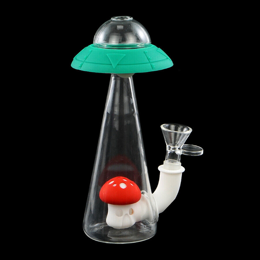 7'' Glow In Dark Smoking Hookah UFO Bong Shisha Silicone Glass Water Pipe Gift