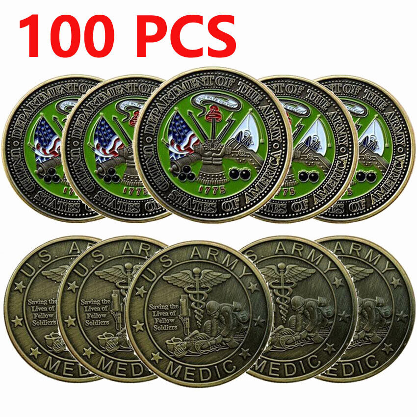 100PC US Military Army Medic Medical Specialist Corps Challenge Coin Collectible