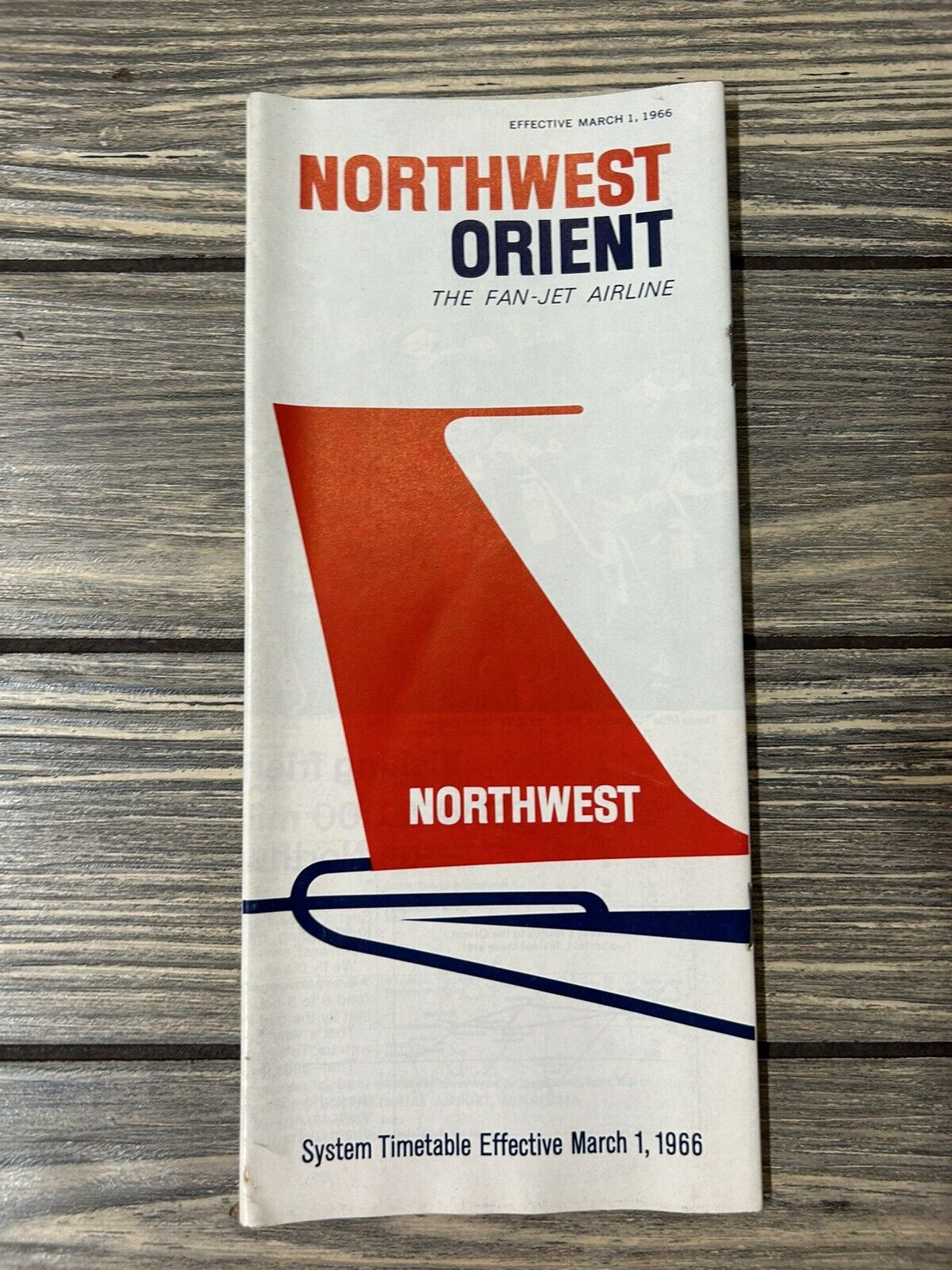 Vintage March 1  1966 Northwest Orient Timetable Brochure Pamphlet F