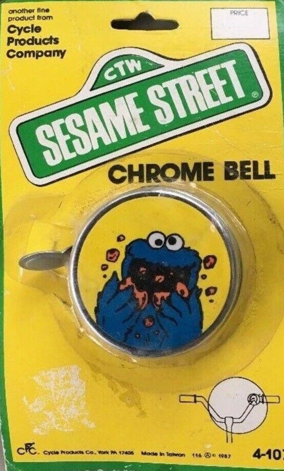 Vintage 1980\'s Sesame Street Cookie Monster Chrome Bicycle Bell