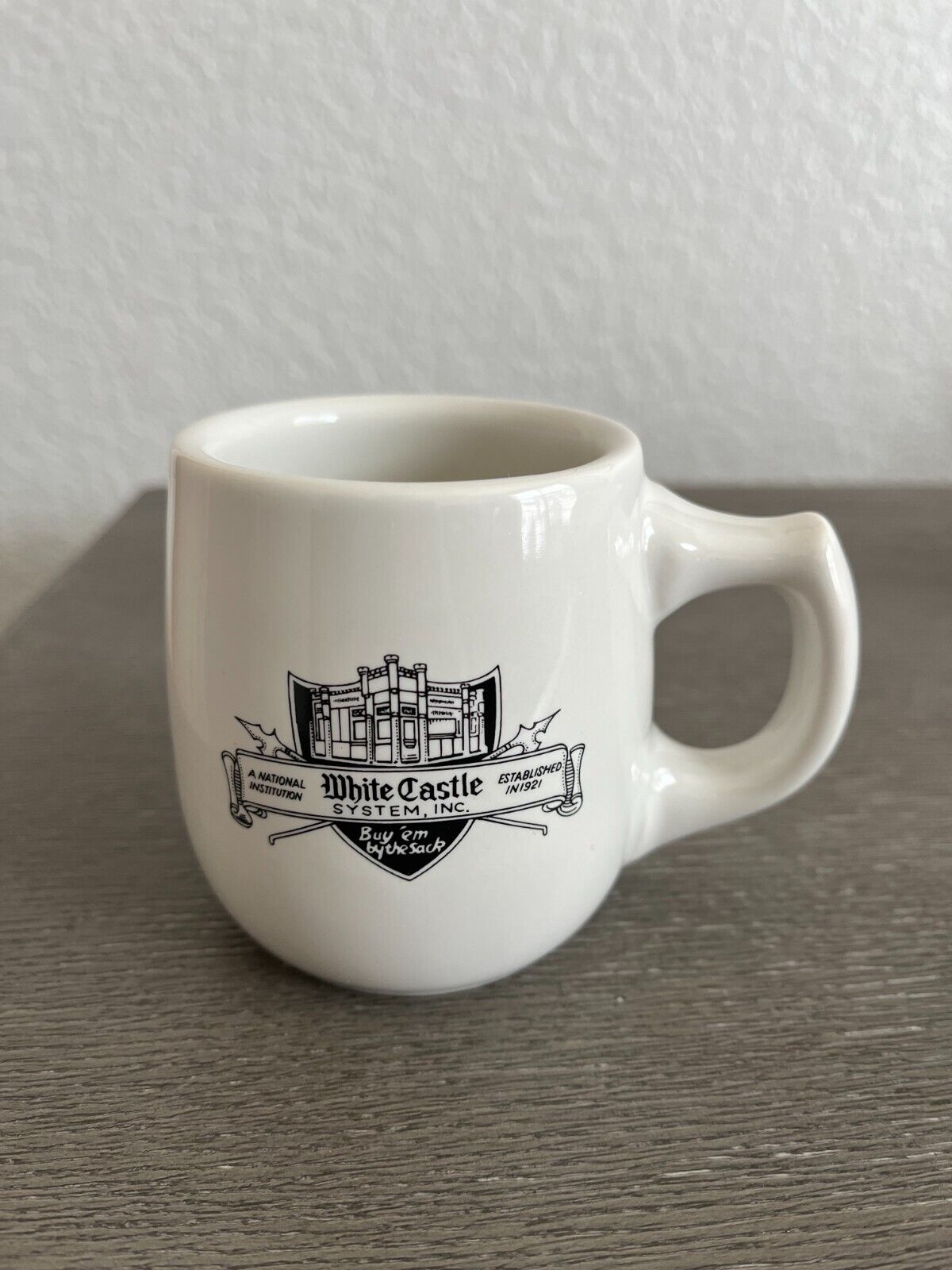 Vintage White Castle System 3'' Coffee Mug Cup Ashtray Bottom Buy Em By The Sack