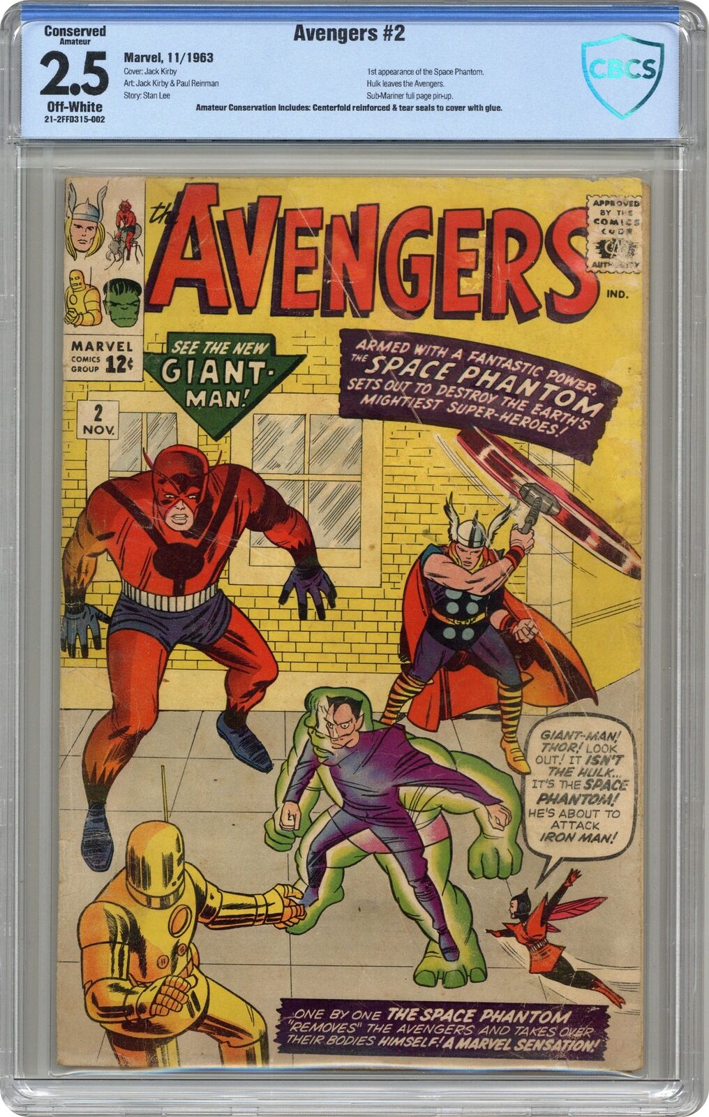 Avengers #2 CBCS 2.5 CONSERVED 1963 21-2FFD315-002