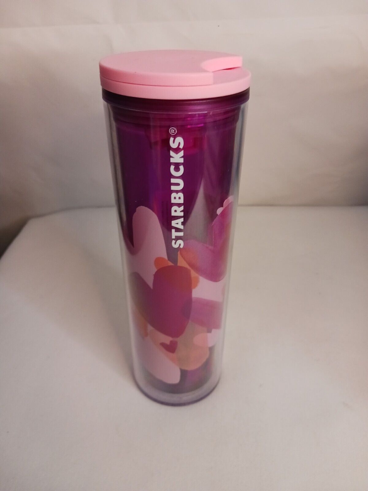 Starbucks Valentines 2020 Pink Purple Tea Tumbler Hearts Cold Cup Swivel Top New