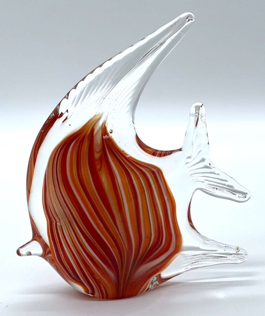 Dynasty Gallery Glass Orange & White Tropical Fish Art Decor - Excellent