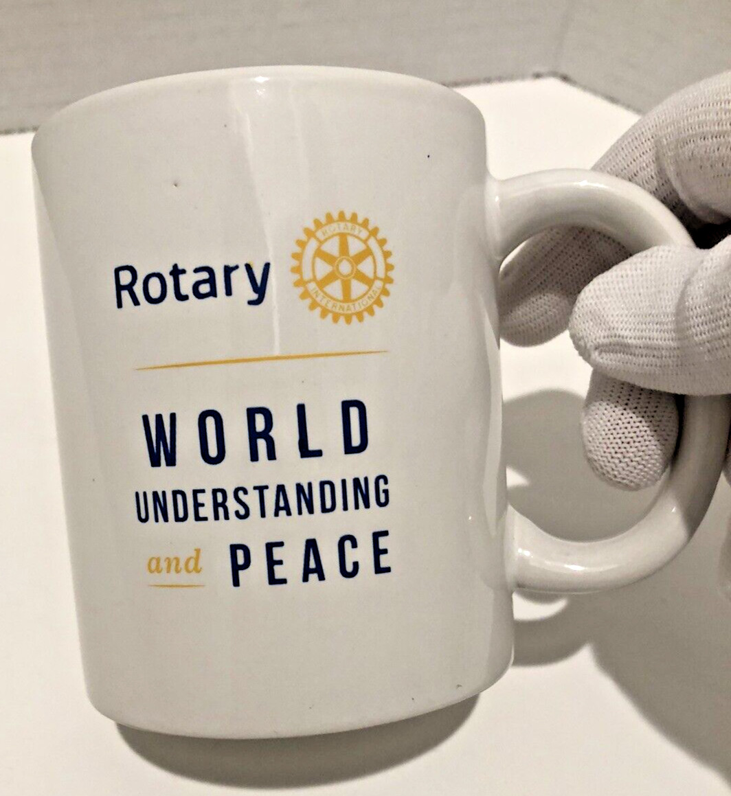 Rotary World Understanding & Peace White Mug with The Four Way Test on back