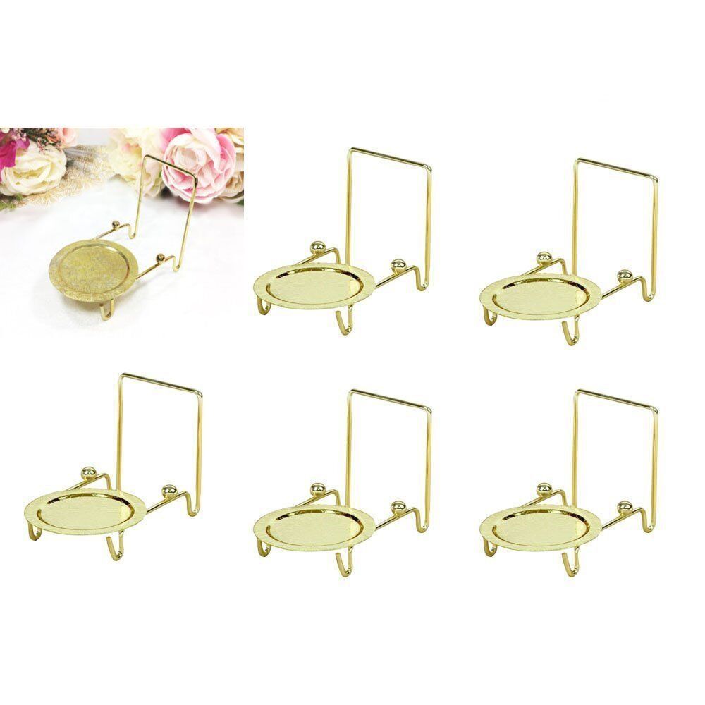 6pcs Tea Cup and Saucer Display Stand Teacup Easels Brass Etched Base