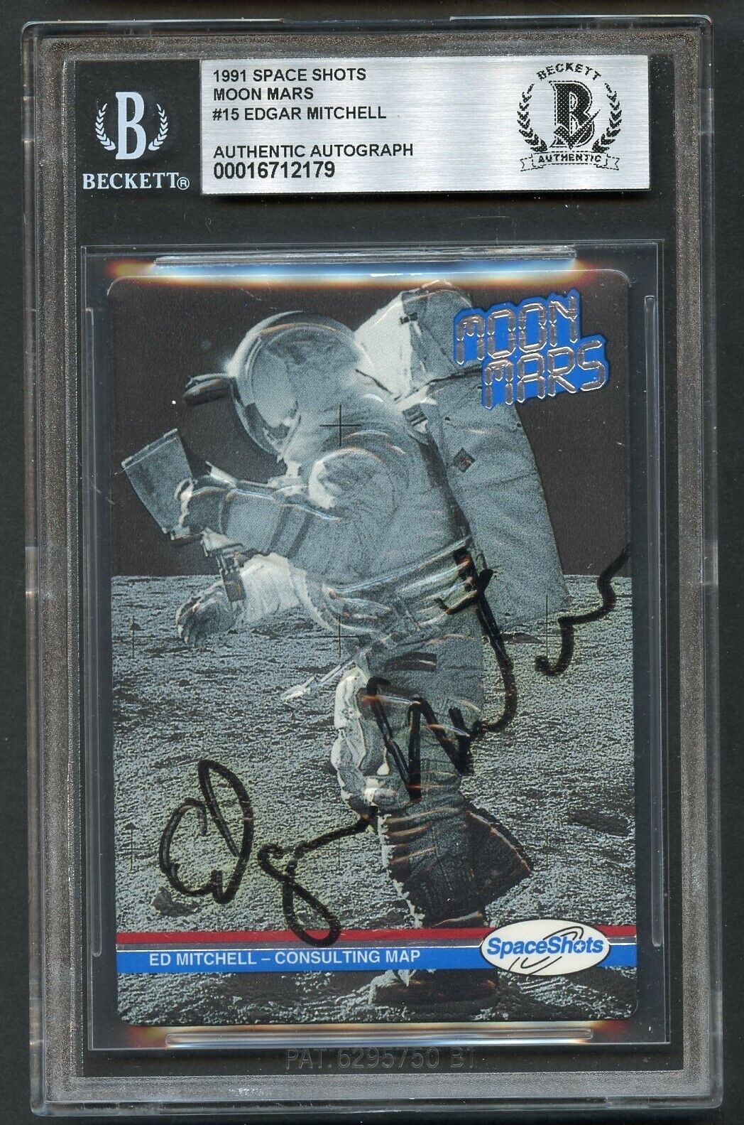 Edgar Mitchell #15 signed autograph 1991 Space Shots Moon Mars Card BAS Slabbed