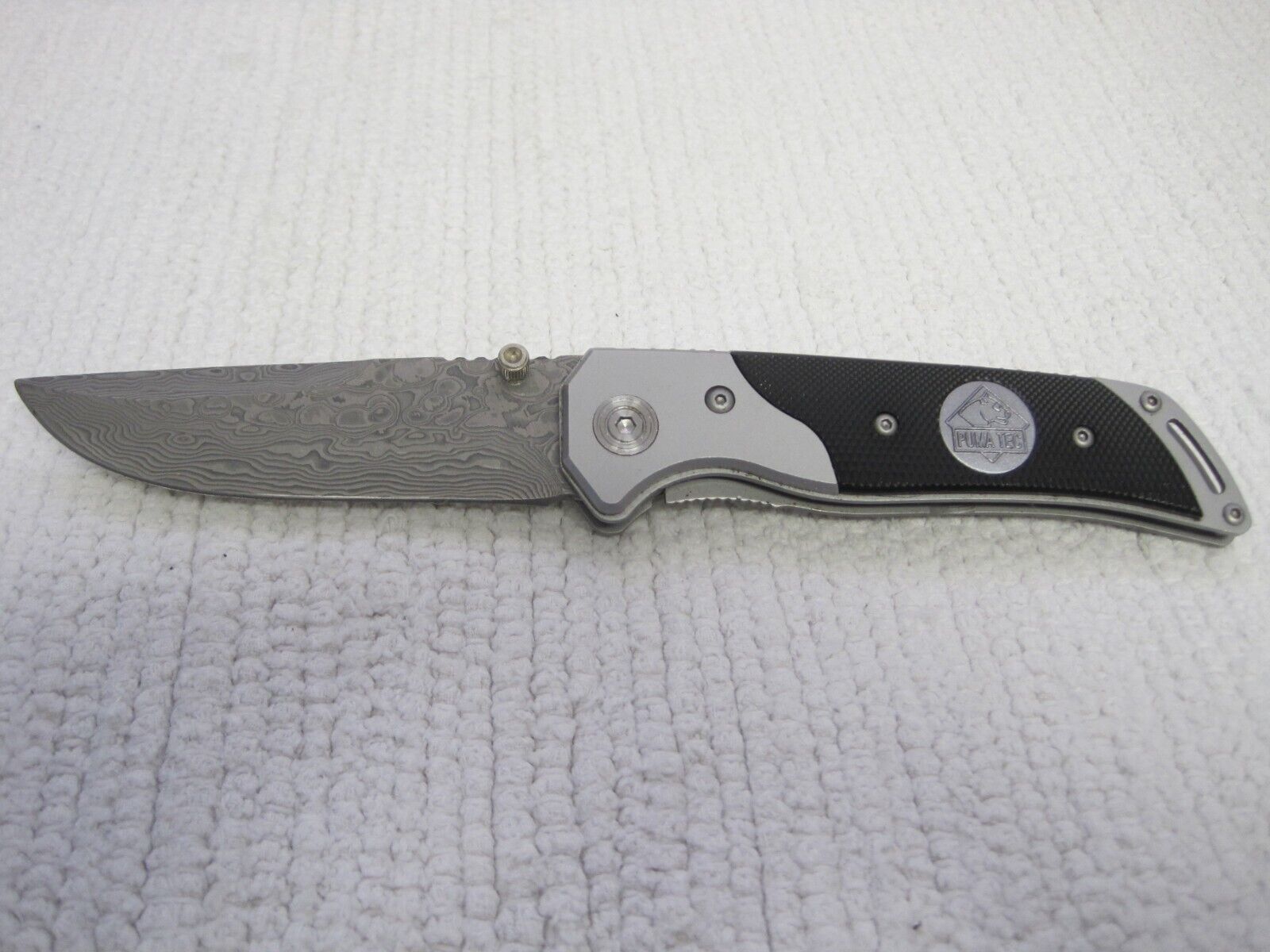 Puma Tec Damascus Steel Black Scales Folding EDC Pocket Knife FAST SHIPPING