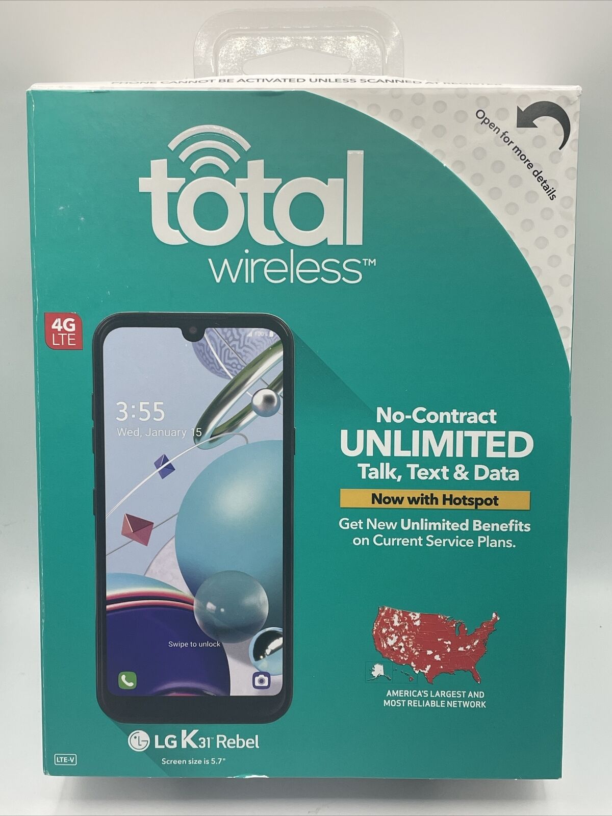 Total Wireless - LG K31 Rebel Prepaid LTE Smartphone Brand New, Sealed