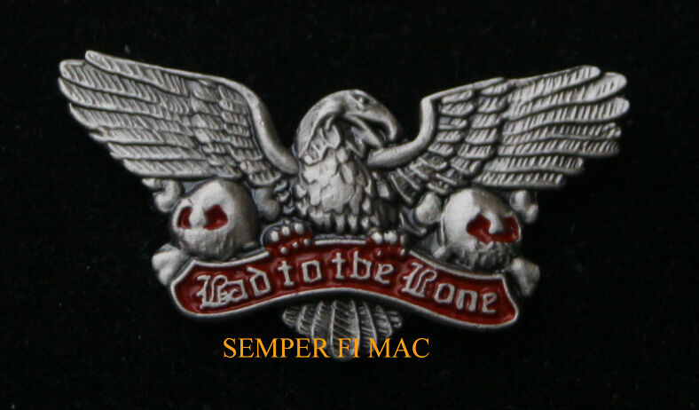 BAD TO THE BONE WING WITH EAGLE SKULL LAPEL VEST HAT PIN UP CYCLE MOTORCYCLE WOW
