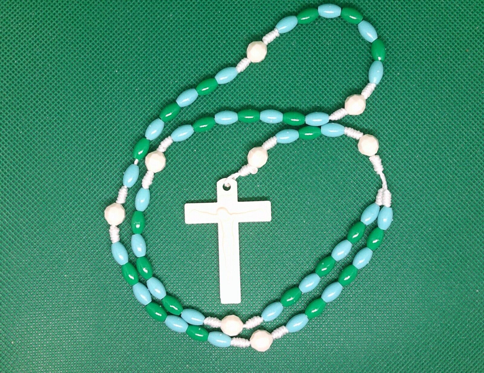 Aqua and Green (w/Ivory beads and Crucifix) Seven Sorrows Rosary