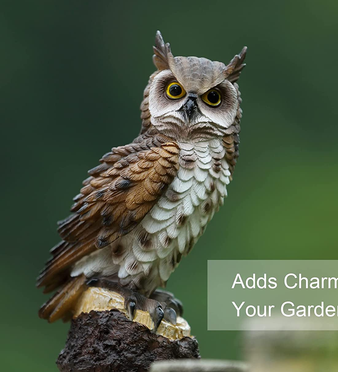 Great Horned Owl Statue Bird Sculpture Figurine Outdoor Yard Garden Home Decor