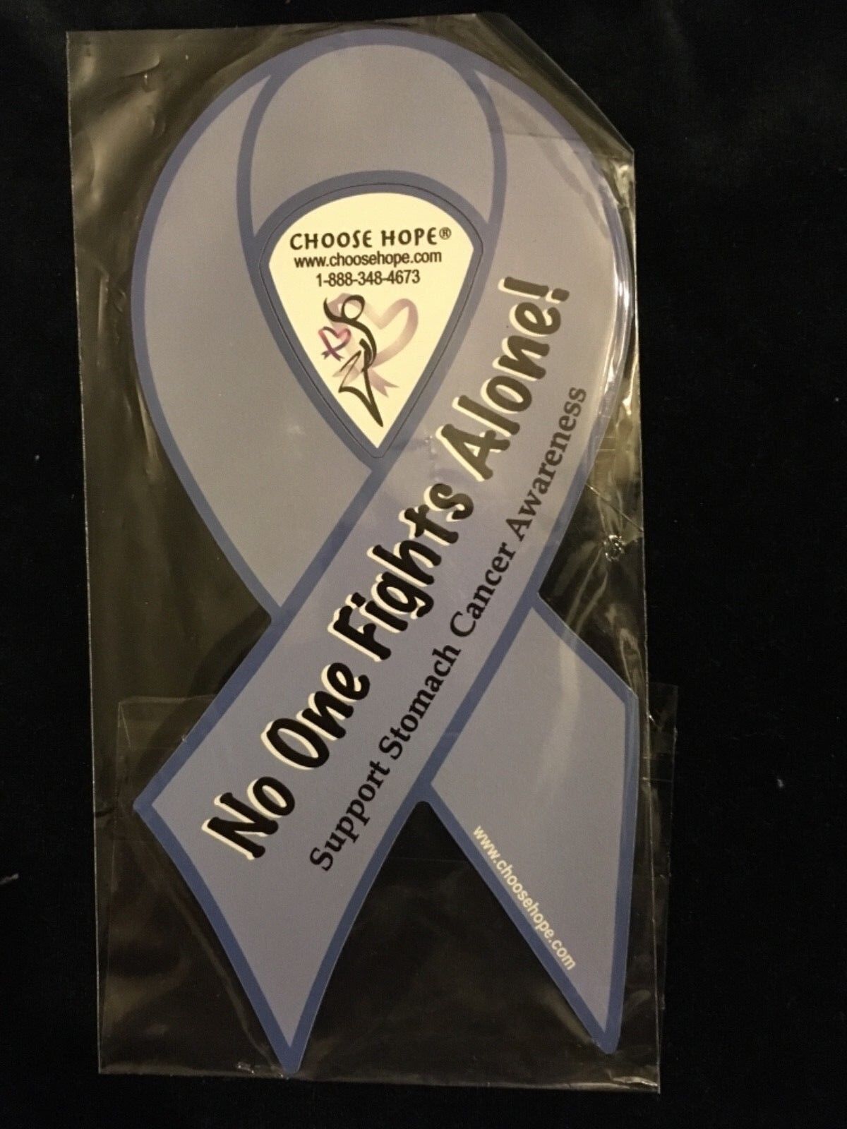 NO ONE FIGHTS ALONE SUPPORT STOMACH CANCER AWARENESS MAGNET (NEW IN PACKAGE)