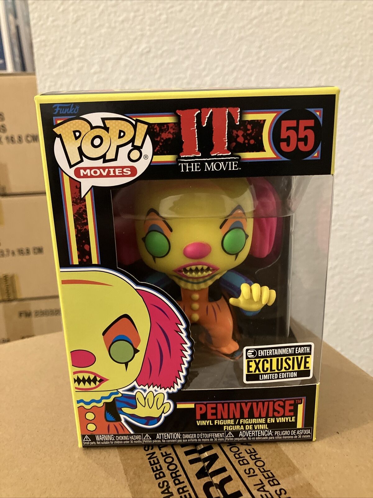 Funko Pop Movies IT The Movie Pennywise Black Light #55 EE Exclusive Mint