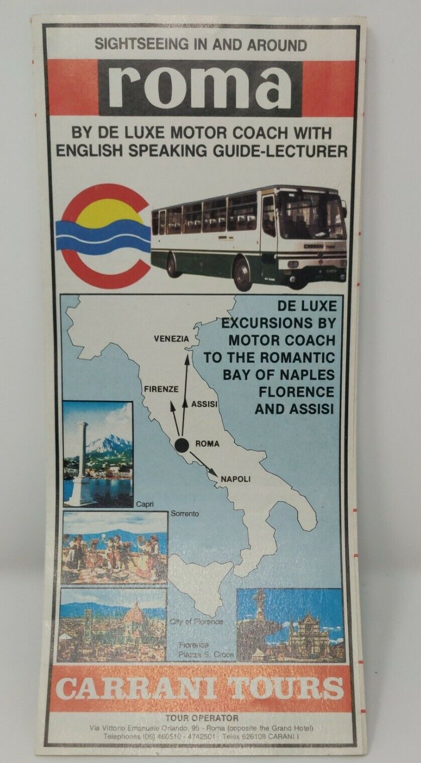 Vintage Roma Sightseeing Tour Brochure 1985