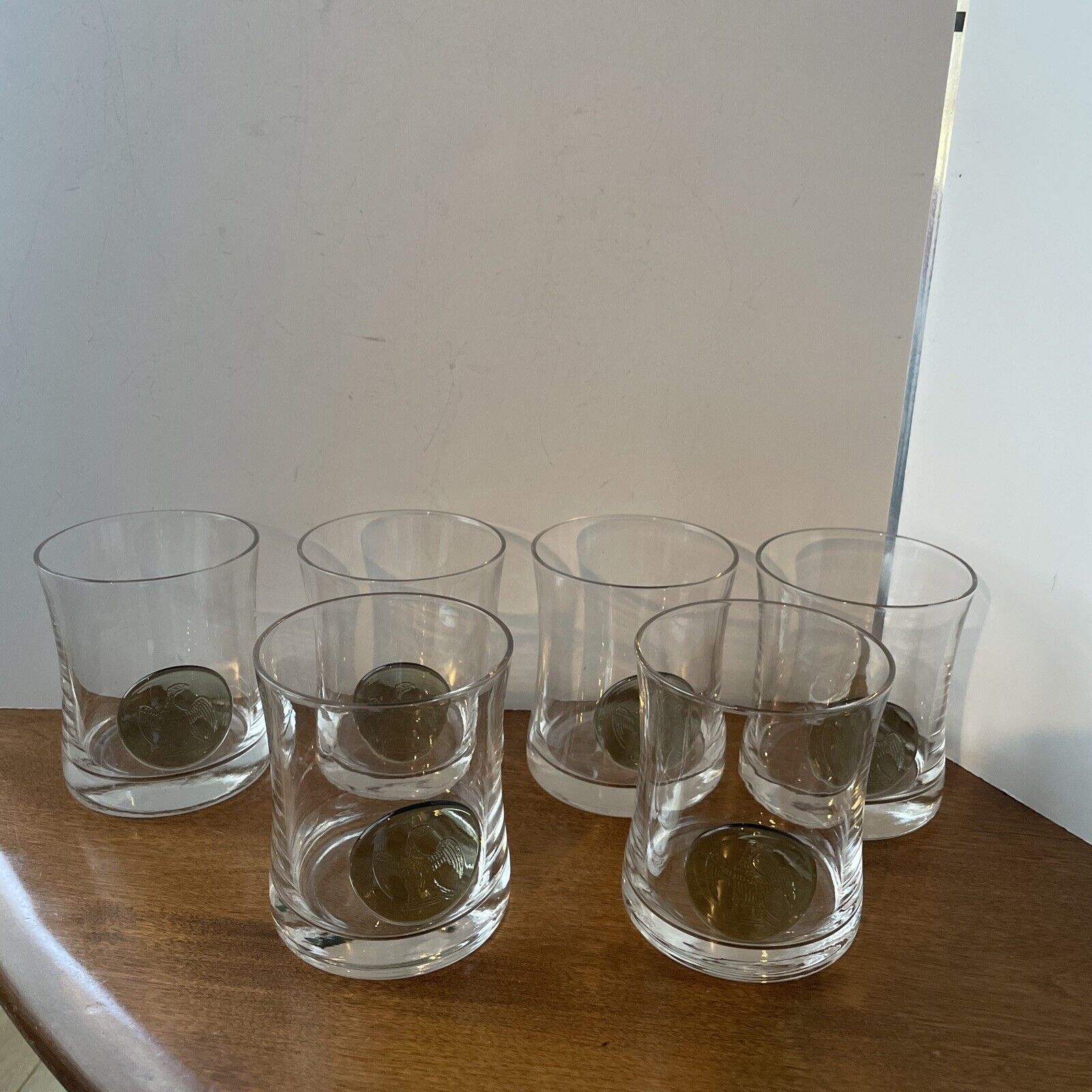 Lenox Turkey Eagle Green Stamp Pressed Double Old Fashioned Glasses Set Of 6