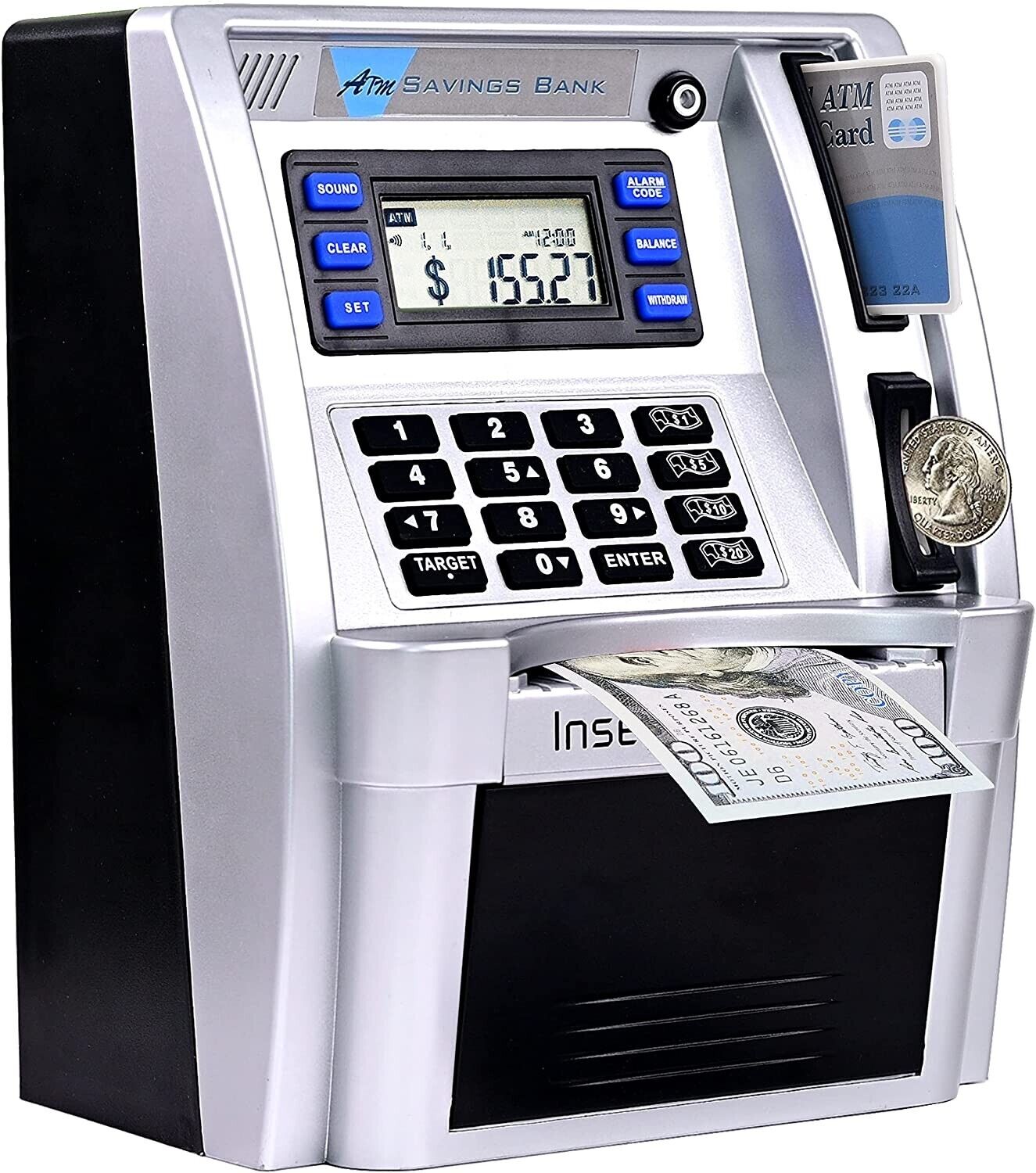 Piggy Bank ATM Machine with Debit Card Electronic Money Saving for Toddlers Gift