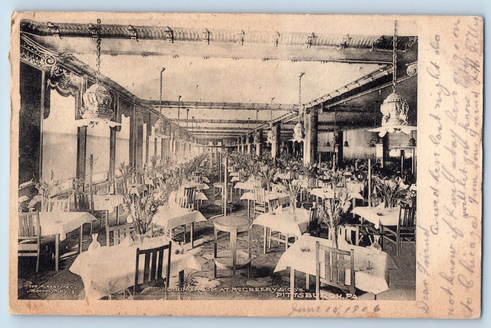 Pittsburgh Pennsylvania Postcard Dining Room McCreery & Co Interior 1906 Vintage