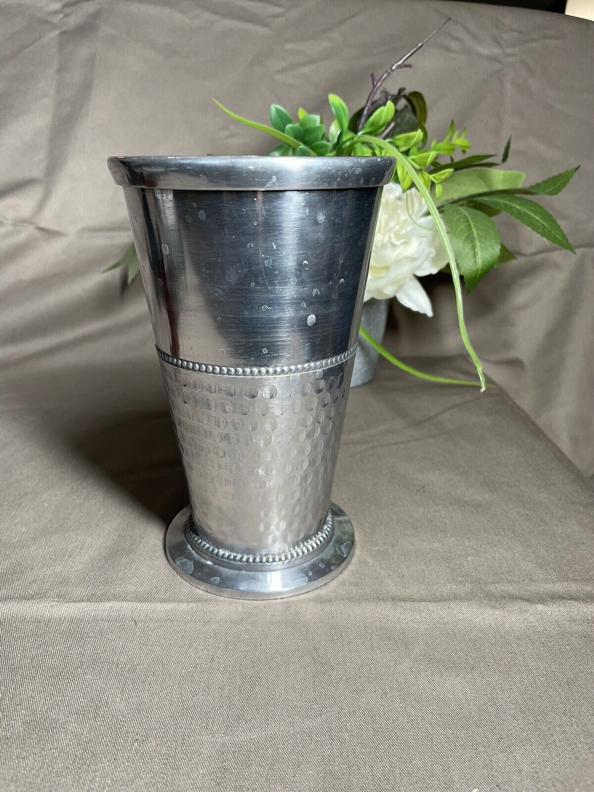  7” Decorative Vase Metal Silver Tone Mirrored Julep Orchid Vase by Debi Lilly