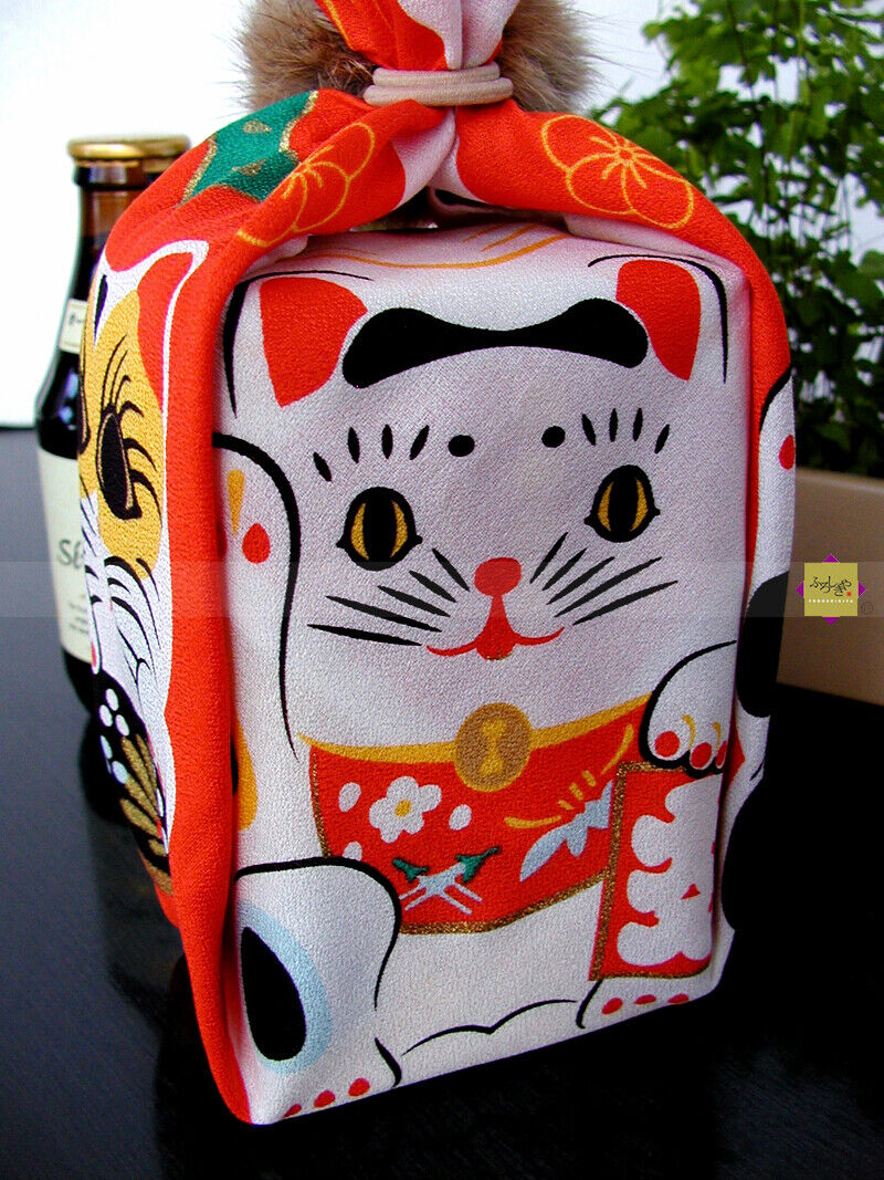 Furoshiki Vibram Shoes Wrapping Cloth Japanese Boots Bag Cat luxury Gift #374