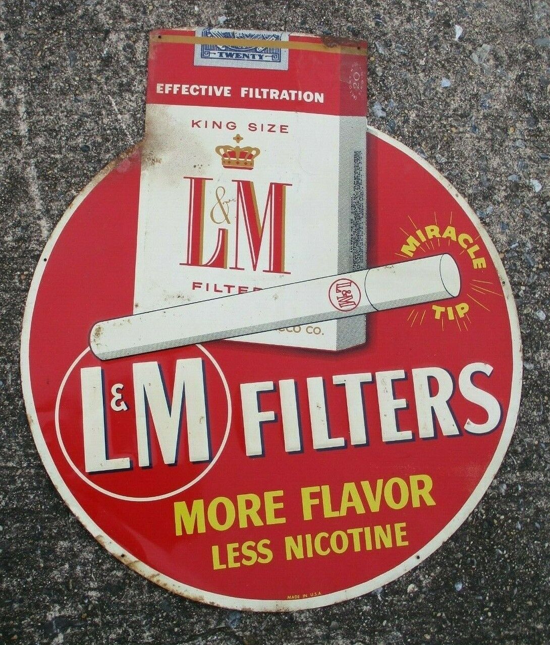 Vintage L&M Cigarette tabaco Filter Metal Sign Advertisement Display