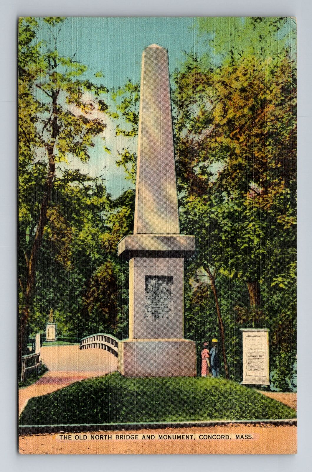 Concord, MA-Massachusetts, Old North Bridge & Monument Souvenir Vintage Postcard