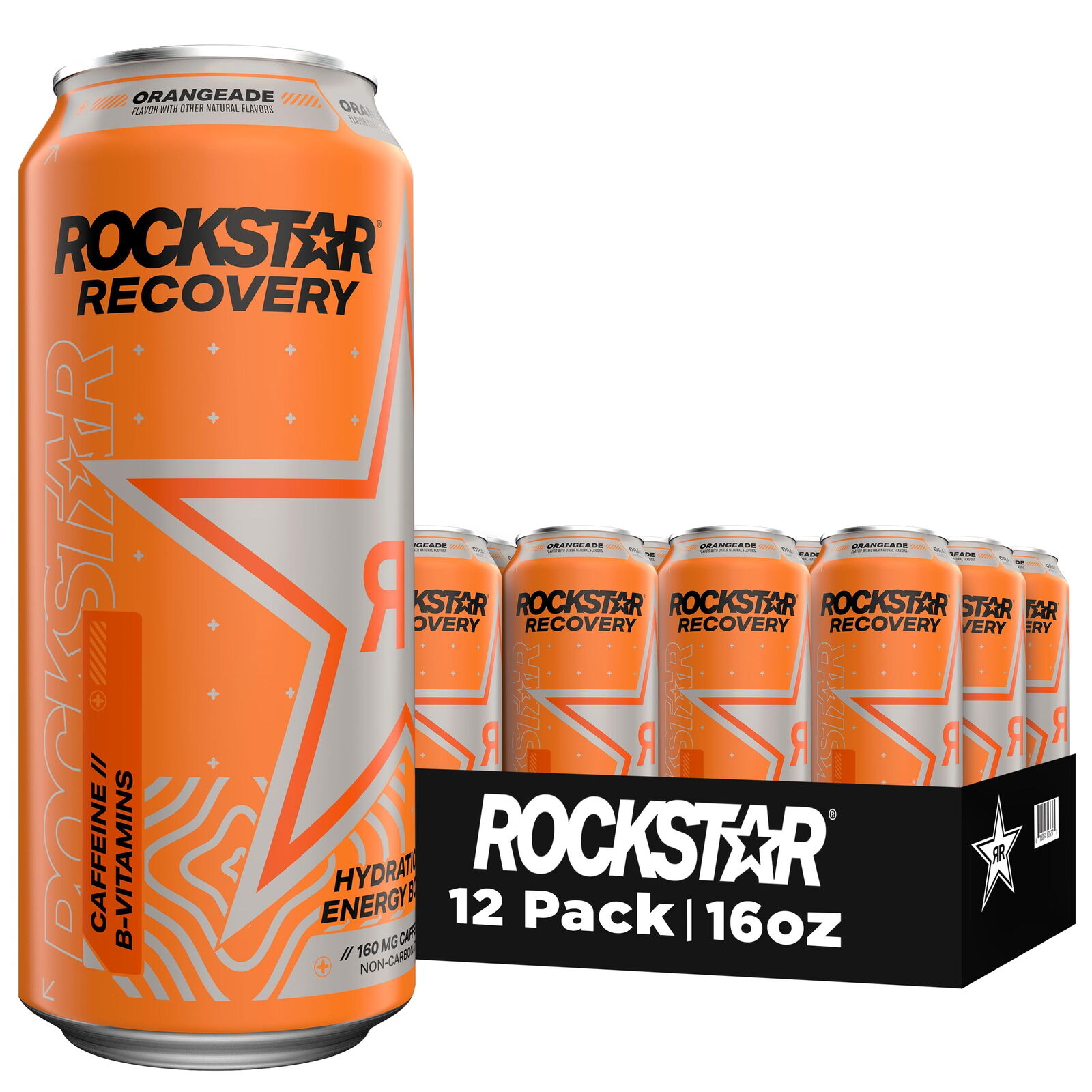 Rockstar Recovery Orange with Electrolytes Energy Drink, 16 fl oz, 12 Pack Cans