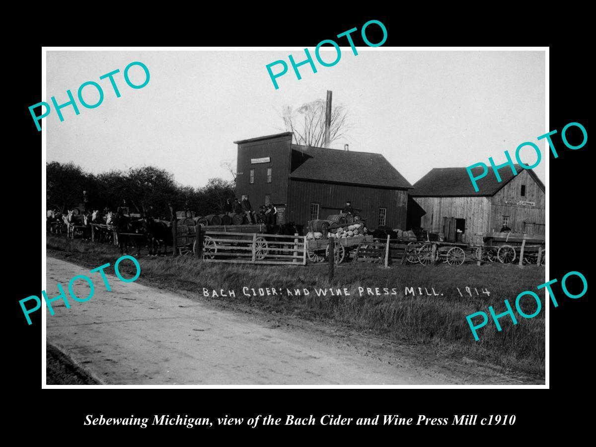 OLD 6 X 4 HISTORIC PHOTO OF SEBEWAING MICHIGAN THE CIDER & WINE MILL c1910