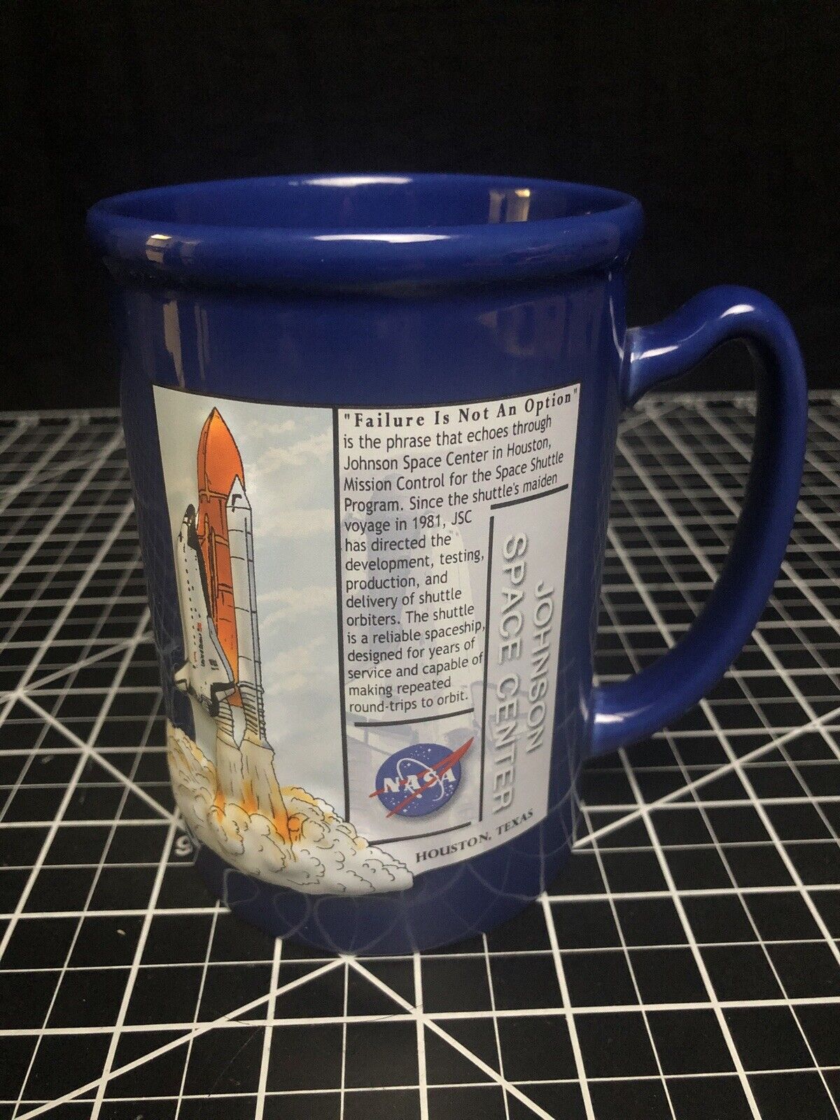 NASA Failure Is Not An Option Johnson Space Center 3D Embossed Blue Mug Cup