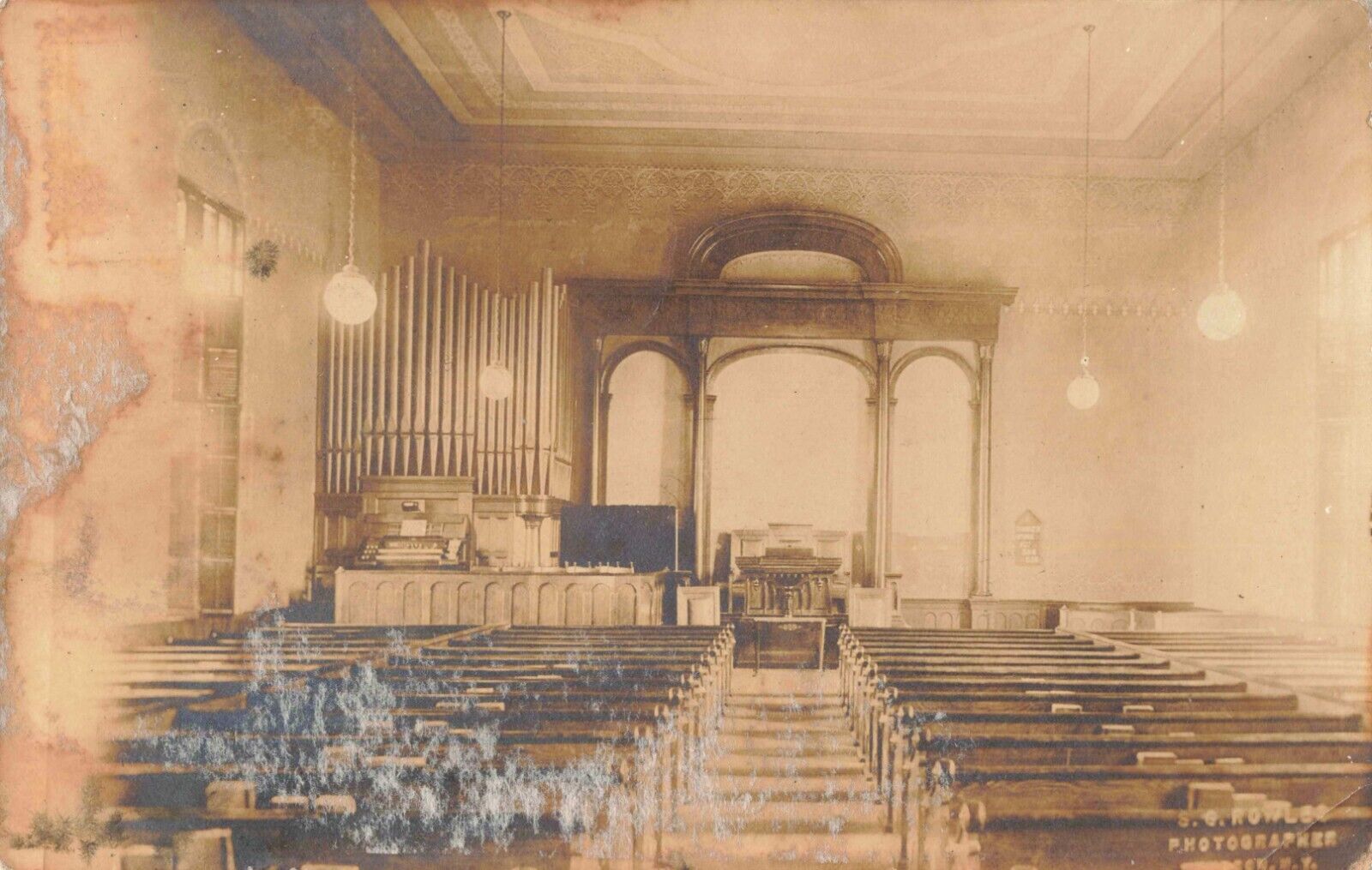 Interior Church Livingston New York NY Germantown 1922 Real Photo RPPC
