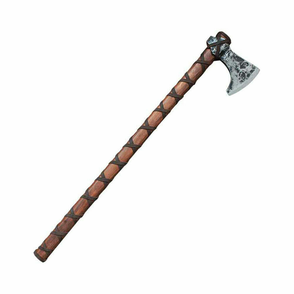 Medieval Battle Functional Norse Viking Axe w/ Crisscross Leather Wrapping