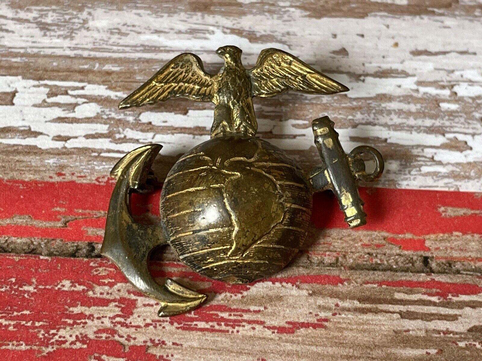 RARE Post WWI 1920's US Marine Corps Officer EGA Collar Insignia Device Pin Back