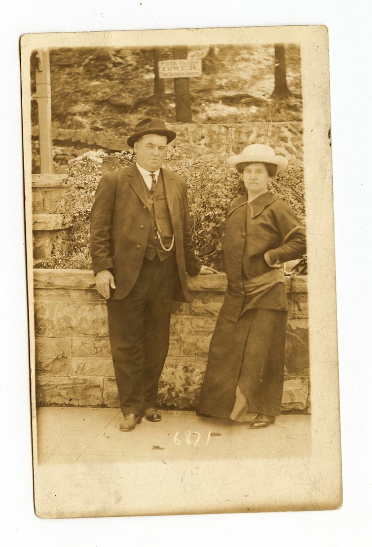 MAN & WOMAN antique real photo postcard HOT SPRINGS AR c1910 rppc