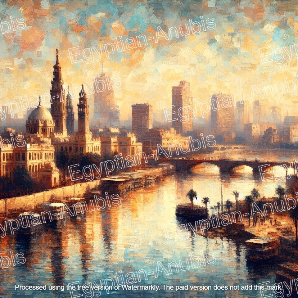 AI Digital image picture photo wallpaper of Cairo city, Monet style